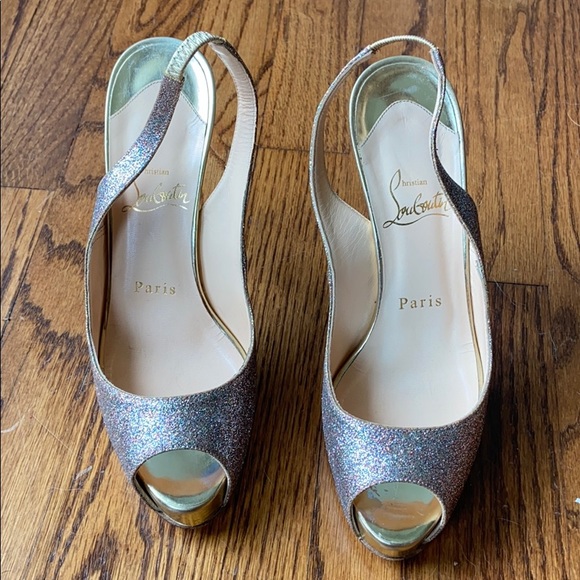 louboutin silver sparkly heels